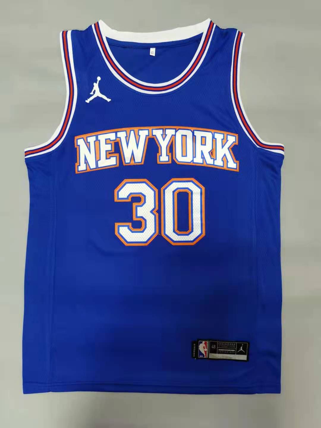 Men New York Knicks 30 Randle Blue 2021 Game NBA Jersey